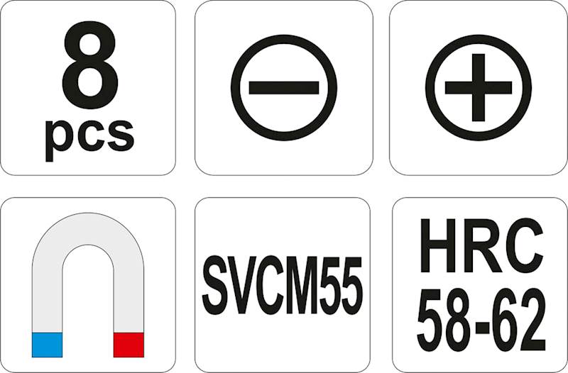 WKRĘTAKI ŚRUBOKRĘTY ZESTAW 8SZT. SVCM YT-2670 YATO