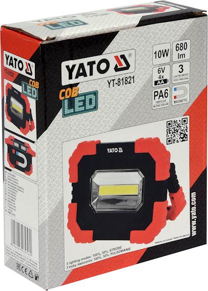 LAMPA, REFLEKTOR DIODOWY PRZENOŚNY 10W COB LED 680LM YT-81821 YATO