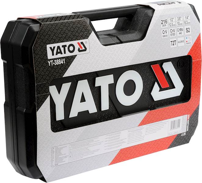 ZESTAW NARZĘDZIOWY 1/4", 3/8" 1/2" 216 CZĘŚCI XXL YT-38841 YATO