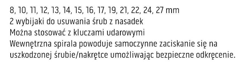 ZESTAW NASADEK 1/2" DO WYKRĘCANIA USZKODZONYCH ŚRUB, NAKRĘTEK ZABEZPIECZAJĄCYCH 16 szt. 11-920 NEO