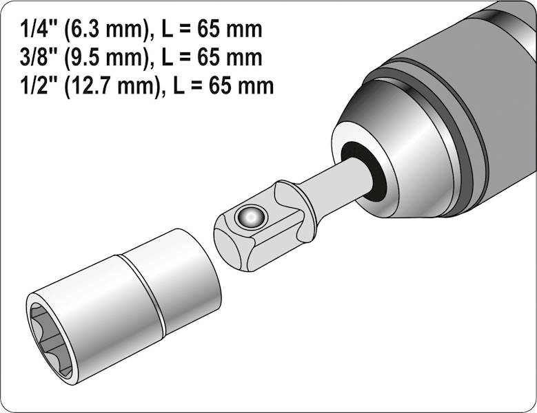 ZESTAW ADAPTERÓW SDS-PLUS DO NASADEK 1/4" 3/8" 1/2" 3 SZTUKI YT-04686 YATO
