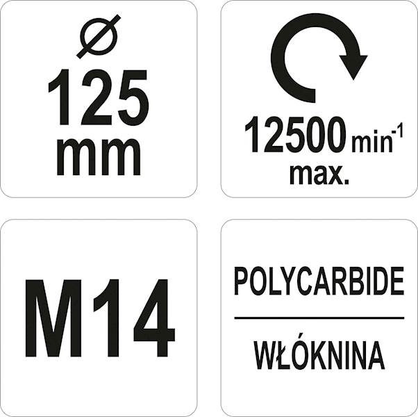 ŚCIERNICA TARCZA ŚCIERNA WŁOSY MURZYNA 125MM WŁÓKNINA M14 YT-47820 YATO