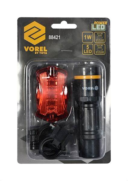 ZESTAW LAMP ROWEROWYCH CREE 3W + TYLNA 5 LED 88421