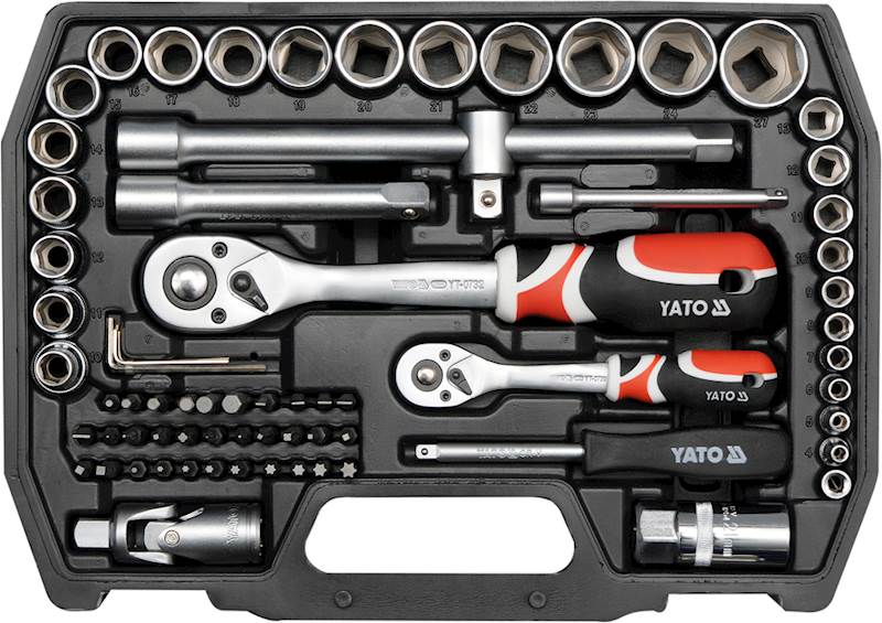 ZESTAW NARZĘDZIOWY 1/2'' 1/4'' KLUCZY NASADOWYCH NARZĘDZI 72CZ. YT-38782 YATO