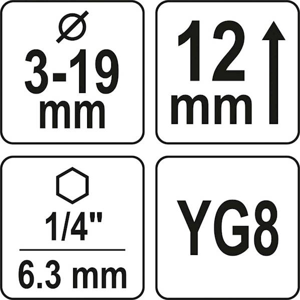 GRATOWNIK ZEWNĘTRZNY - FREZ 3-19MM NASADKA FAZOWNIK DO GWINTÓW W ŚRUBACH YT-22357 YATO
