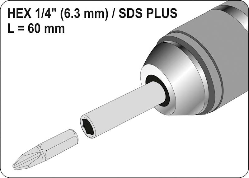 ADAPTER SDS PLUS HEX DO BITÓW 1/4'' YT-04690 YATO