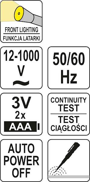 PRÓBNIK TESTER NAPIĘCIA INDUKCYJNY 12-1000V YT-28313 YATO