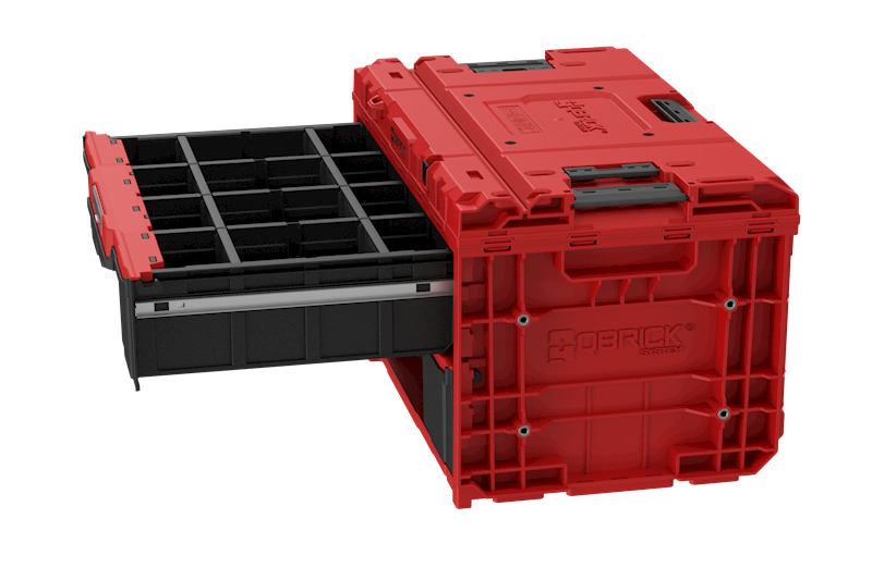 SKRZYNKA NARZĘDZIOWA Z 2 SZUFLADAMI QBRICK SYSTEM ONE DRAWER 2 TOOLBOX 2.0 RED ULTRA HD CUSTOM