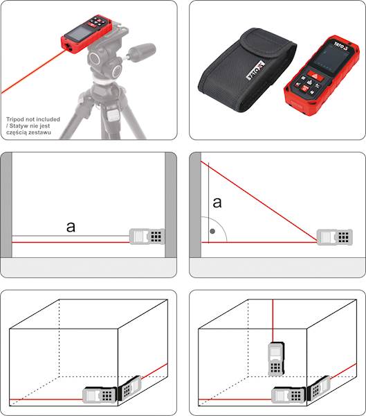DALMIERZ LASEROWY 0,2-60,0M IP65 FUNKCJA POMIARU CIĄGŁEGO,OBLICZANIA YT-73127 YATO