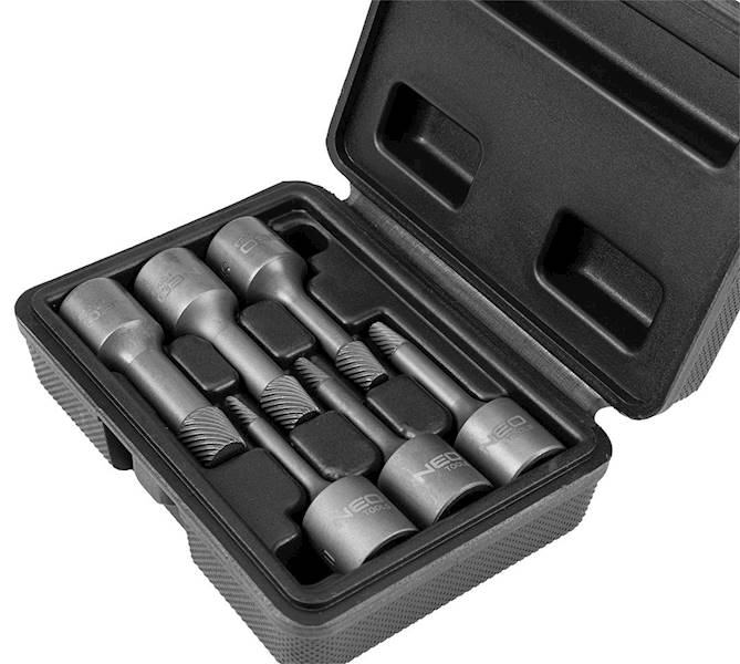 ZESTAW 6 WYKRĘTAKÓW DO USZKODZONYCH BOLCÓW, ŚRUB WEWNĘTRZNYCH HEX, TORX, SPLINE 09-605 NEO