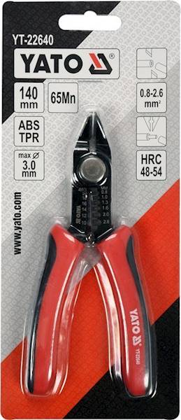 OBCINAK, SZCZYPCE DO CIĘCIA I ŚCIĄGANIA IZOLACJI 140MM 0.8-2.6MM2 YT-22640 YATO