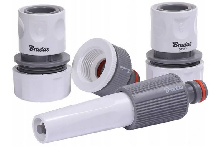 PISTOLET ZRASZAJĄCY Z SZYBKOZŁĄCZKAMI 1/2" lub 5/8" I PRZYŁĄCZEM NA KRAN 1"-3/4" ZESTAW NA WĄŻ WL-5500-12 WHITE LINE BRADAS