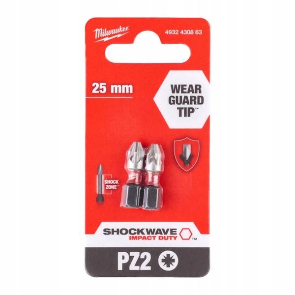 BIT UDAROWY KOŃCÓWKA Shockwave Impact Duty DO ŚRUB POZIDRIV, PZ2 25MM 2szt. 4932430863 Milwaukee
