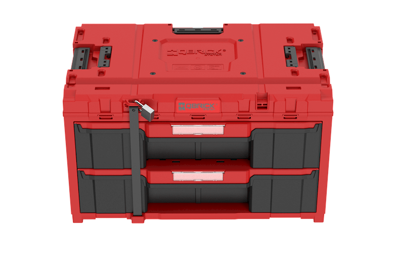 SKRZYNKA NARZĘDZIOWA Z 2 SZUFLADAMI QBRICK SYSTEM ONE DRAWER 2 TOOLBOX 2.0 RED ULTRA HD CUSTOM