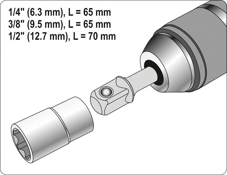 ZESTAW ADAPTERÓW HEX DO NASADEK 1/4" 3/8" 1/2" 3SZT. YT-04685 YATO