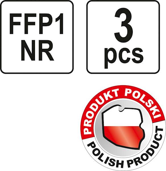 PÓŁMASKA FILTRUJĄCA JEDNORAZOWA FFP1/P - 3SZT. YT-74870 YATO