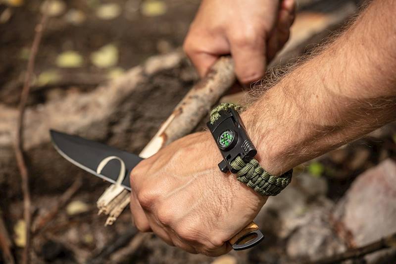 BRANSOLETKA TURYSTYCZNA SURVIVALOWA, WIELOFUNKCYJNA PARACORD 5w1 NEO 63-140