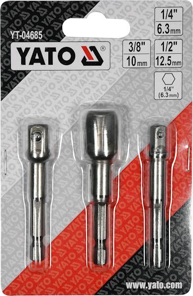ZESTAW ADAPTERÓW HEX DO NASADEK 1/4" 3/8" 1/2" 3SZT. YT-04685 YATO
