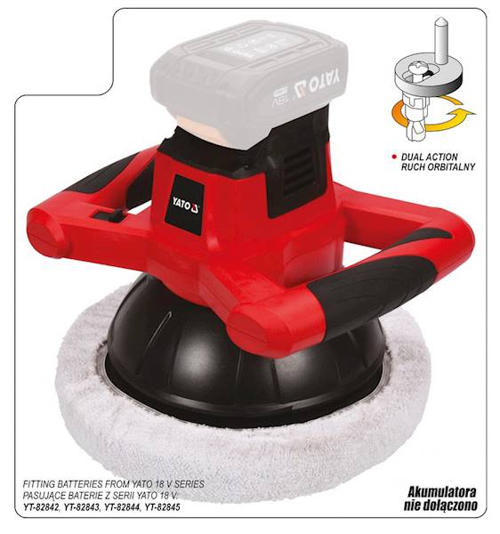 POLERKA ORBITALNA 18V (DUAL ACTION) 254MM BEZ AKUMULATORA YT-82922 YATO