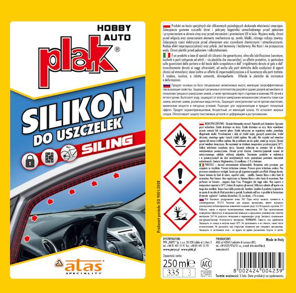 SILIKON W SPRAYU DO USZCZELEK SAMOCHODOWYCH 250 ML PLAK SILING