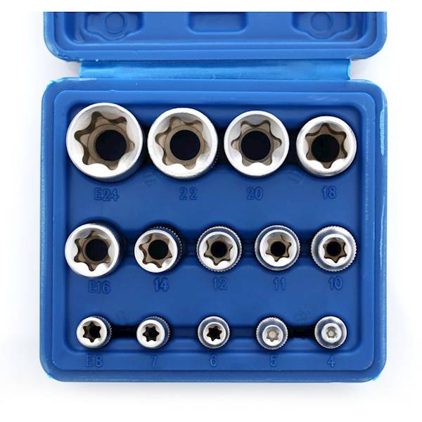KLUCZE NASADOWE NASADKI TORX E4 - E24 ZESTAW 14SZT KD10335 KRAFT&DELE