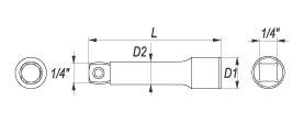 PRZEDŁUŻKA UCHYLNA 1/4'' 76mm YT-1434 YATO