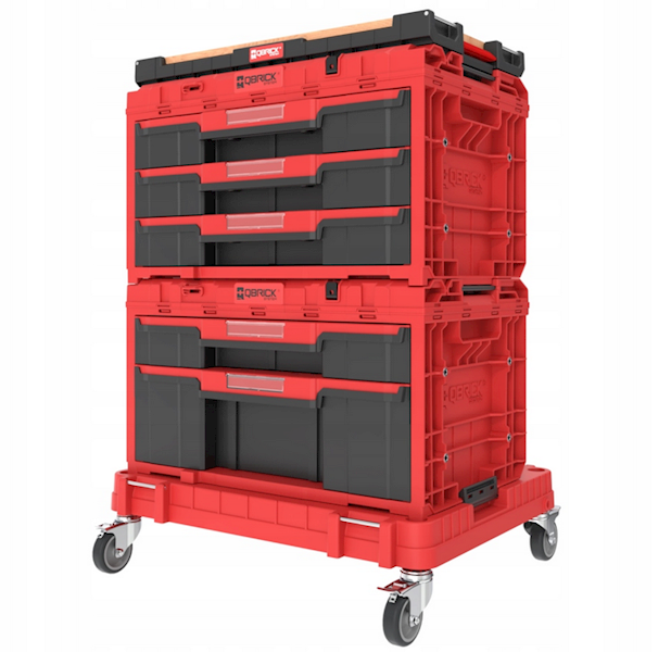 MOBILNA SZAFKA WARSZTATOWA, SKRZYNIE NARZĘDZIOWE Z SZUFLADAMI QBRICK SYSTEM ONE WORKSHOP DRAWERS SET 5 RED