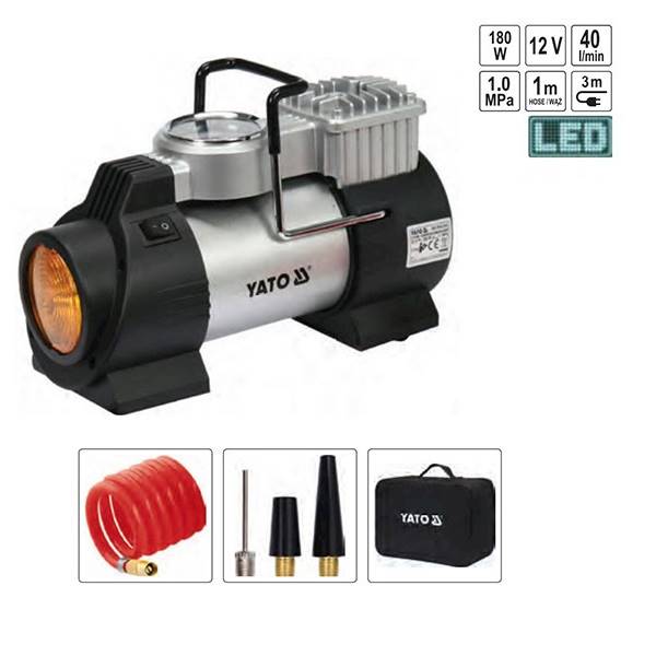 KOMPRESOR SAMOCHODOWY Z LAMPĄ LED 12V 180W YT-73460 YATO