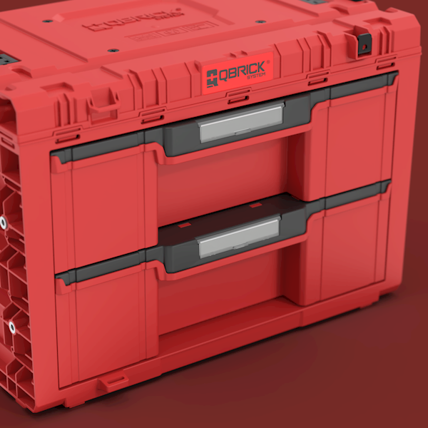 MODUŁOWA SKRZYNIA NARZĘDZIOWA Z 2 SZUFLADAMI QBRICK SYSTEM PRIME DRAWER 2 TOOLBOX EXPERT RED ULTRA HD