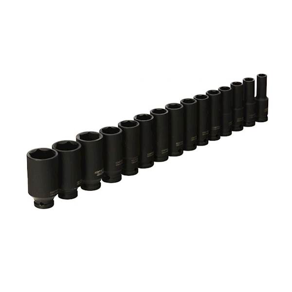 NASADKI UDAROWE KLUCZE NASADOWE DŁUGIE 1/2" ZESTAW 10-32mm 15szt. KD11769 KRAFT&DELE