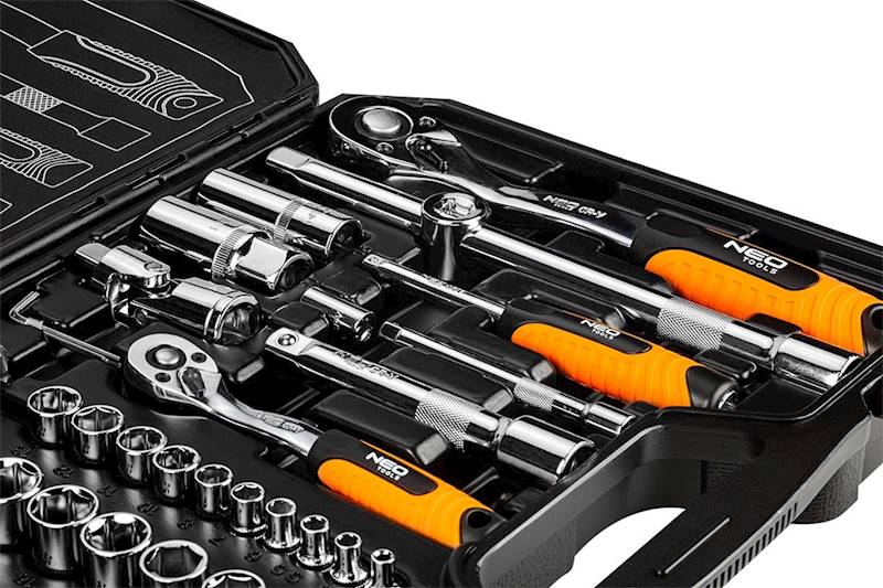 ZESTAW NARZĘDZIOWY 1/2'',1/4" KLUCZY NASADOWYCH 73EL. CrV 08-673 NEO TOOLS