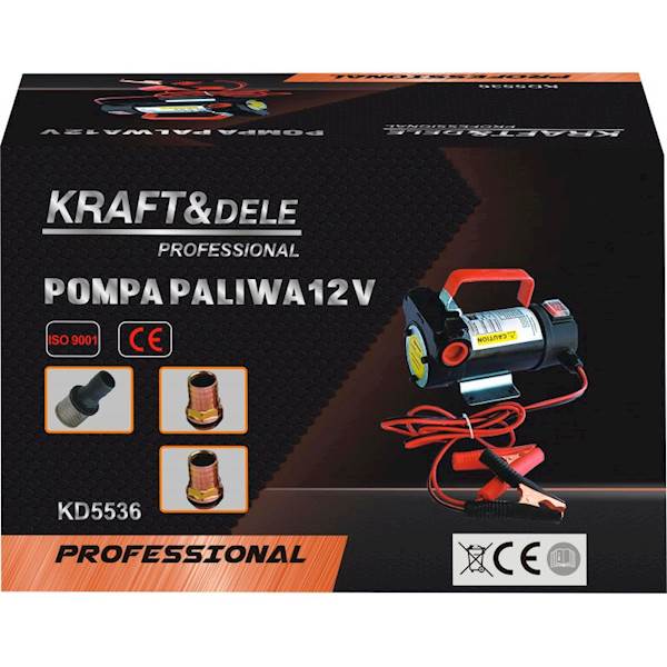 POMPA DO SPUSZCZANIA WYMIANY PALIWA OLEJU ROPY Z PISTOLETEM 12V 55L/min KD5536