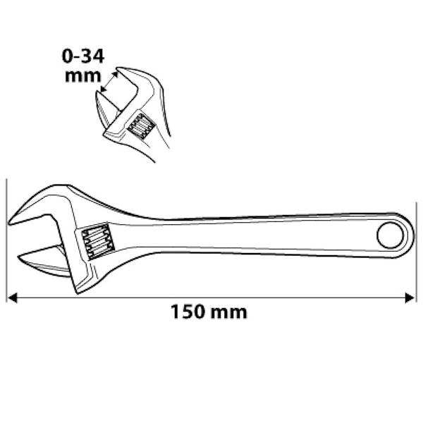 KLUCZ NASTAWNY SZWEDZKI 150 MM ZAKRES 0-34 MM CrV 03-015 NEO TOOLS