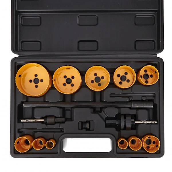 ZESTAW OTWORNICE BIMETAL DO METALU I DREWNA 17SZT. 19-76MM + ADAPTER WALIZKA KD10758