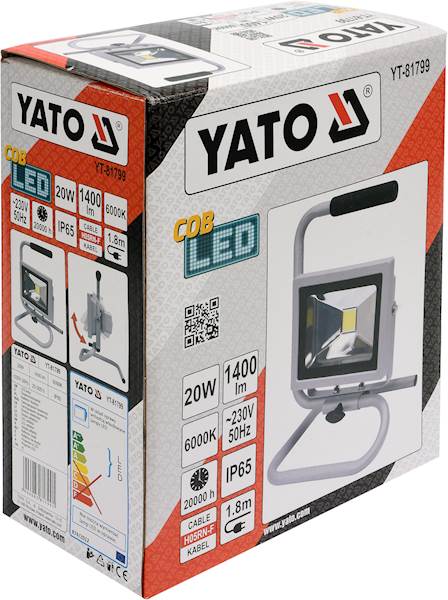 REFLEKTOR DIODOWY COB LED PRZENOŚNY 20W 1400LM YT-81799 YATO