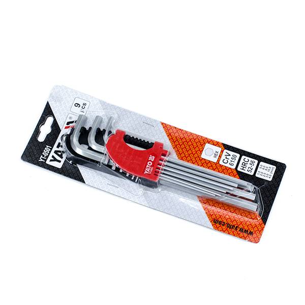 KLUCZE IMBUSOWE HEX DŁUGIE CrV OD 1,5 DO 10MM 9szt. YT-0501 YATO