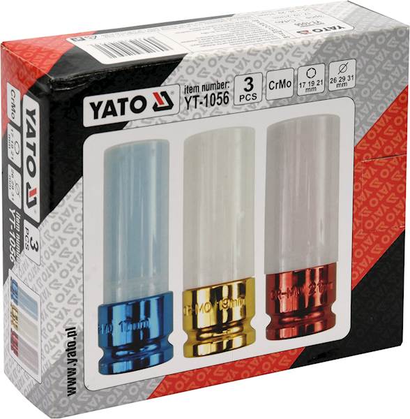 NASADKI UDAROWE DO FELG ALUMINIOWYCH 17-19-21MM 1/2" KPL. 3SZT. YATO YT-1056