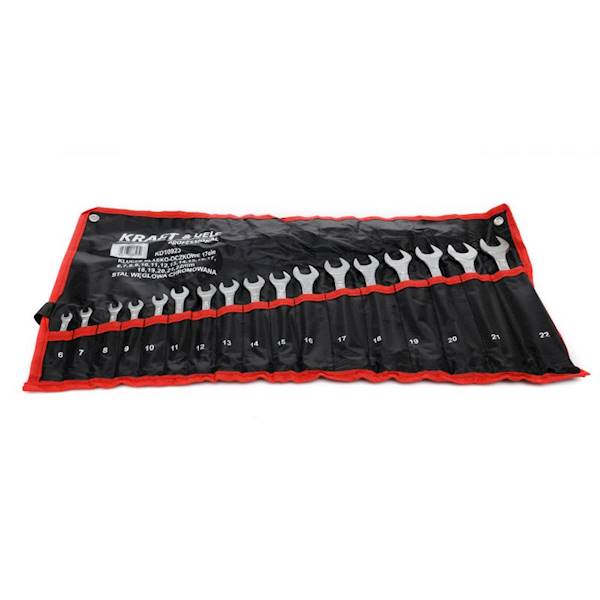 KLUCZE PŁASKO-OCZKOWE 17el. 6-22 MM STAL WĘGLOWA KRAFT&DELE KD10923