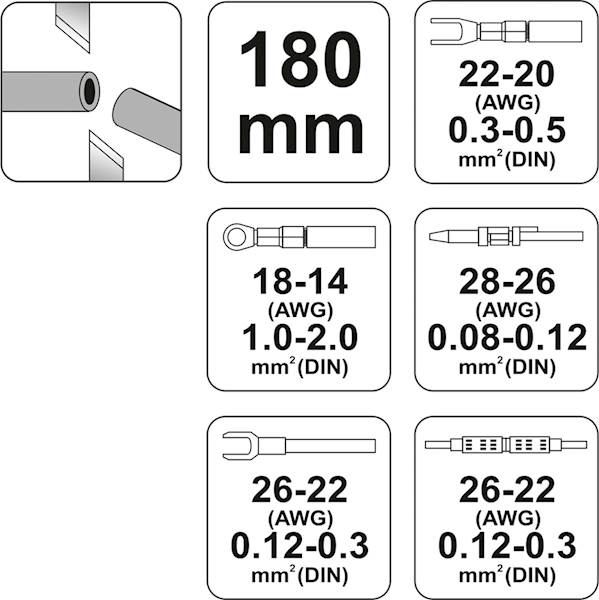 SZCZYPCE DO ZACISKANIA KONEKTORÓW 0.08-2 MM2 YT-2255 YATO