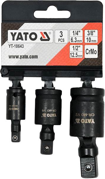 ZESTAW 3 PRZEGUBÓW UDAROWYCH 1/4",3/8",1/2" YT-10643 YATO