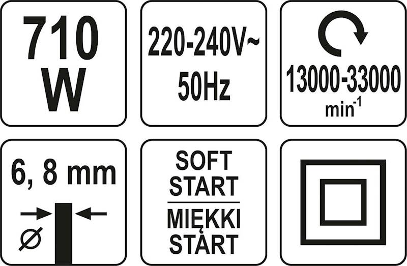 FREZARKA KRAWĘDZIOWA 710W DO LAMINATÓW + SANKI PROWADZĄCE,NA FREZY 6MM I 8MM YT-82390 YATO