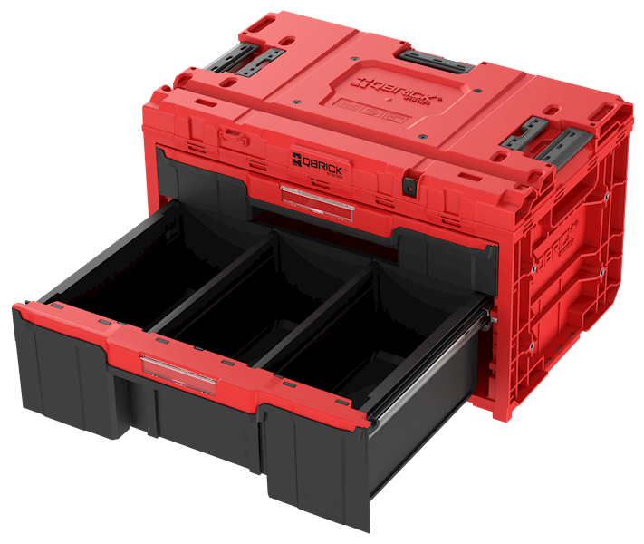 SKRZYNKA NARZĘDZIOWA Z 2 SZUFLADAMI QBRICK SYSTEM ONE DRAWER 2 PLUS TOOLBOX 2.0 RED ULTRA HD CUSTOM
