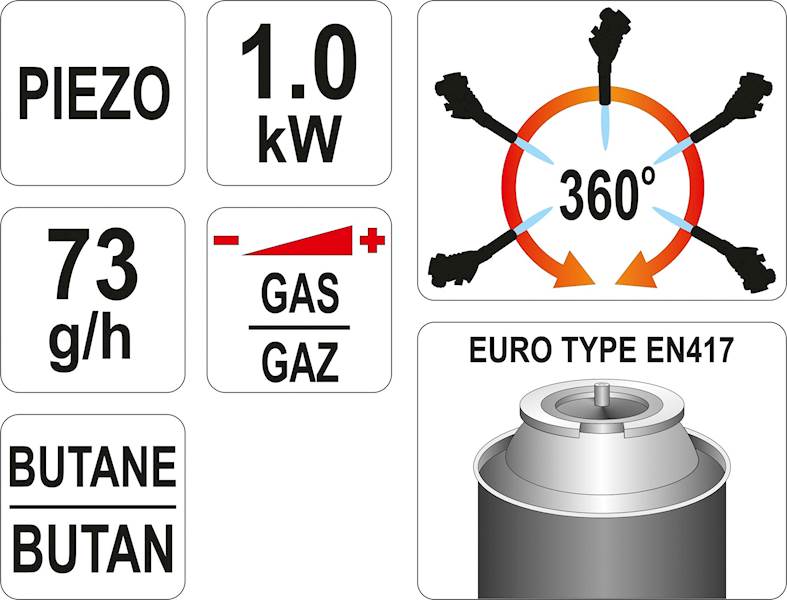 PALNIK GAZOWY DO LUTOWANIA 360 Z PIEZO YT-36710 YATO