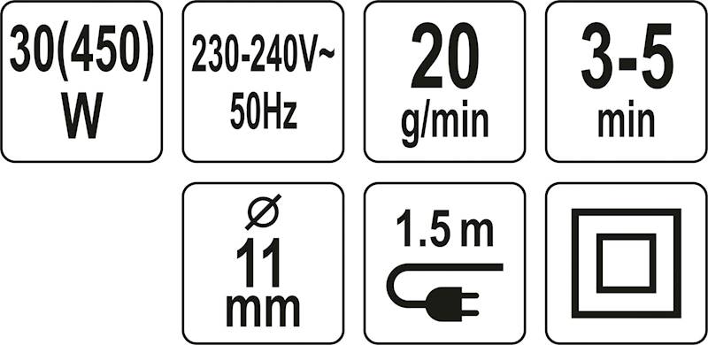 PISTOLET DO KLEJU 11MM NA GORĄCO 450W MOCNY O WYSOKIEJ WYDAJNOŚCI YT-82403 YATO
