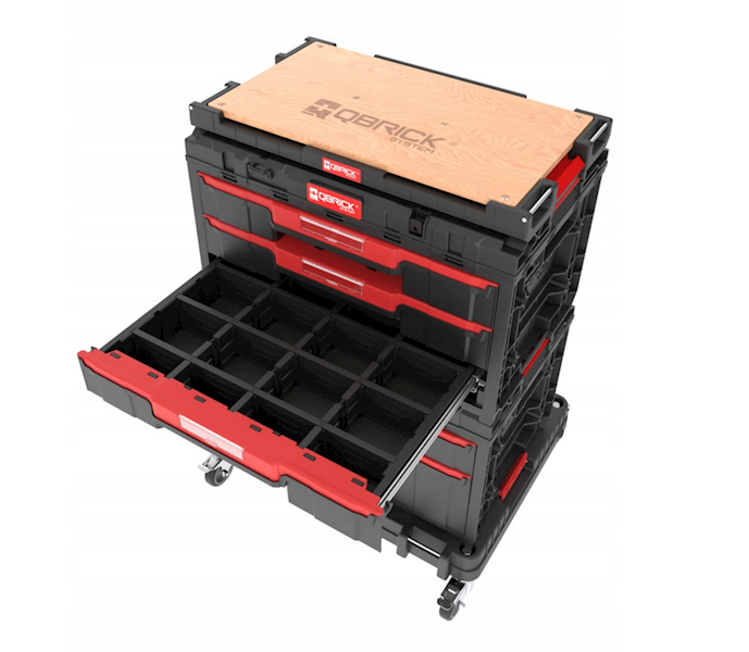 MOBILNA SZAFKA WARSZTATOWA, SKRZYNIE NARZĘDZIOWE Z SZUFLADAMI QBRICK SYSTEM ONE WORKSHOP DRAWERS SET 4