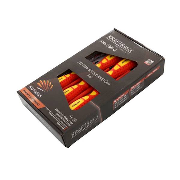 ZESTAW ŚRUBOKRĘTÓW I WKRĘTAKÓW IZOLOWANYCH 1000V 7el. KD10905 KRAFT&DELE