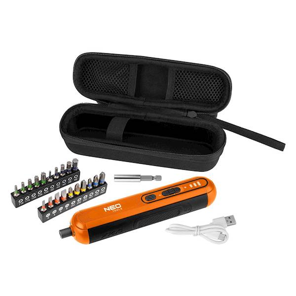 WKRĘTAK, ŚRUBOKRĘT AKUMULATOROWY 4V, Li-Ion, USB-C HEX 1/4″ 04-199 NEO