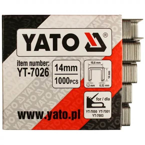 ZSZYWKI TAPICERSKIE 14MM 1,2x10,6MM 1000SZT. YT-7026 YATO
