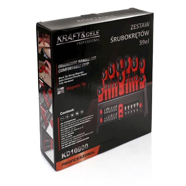 ZESTAW ŚRUBOKRĘTÓW WKRĘTAKÓW BITÓW NA STOJAKU 39EL. KRAFT&DELE KD10900