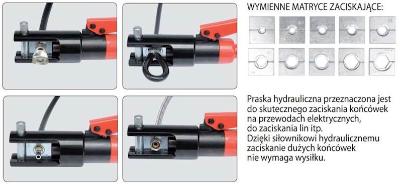 PRASKA HYDRAULICZNA, RĘCZNA DO ZACISKANIA KOŃCÓWEK 16-300MM²  YT-22862 YATO